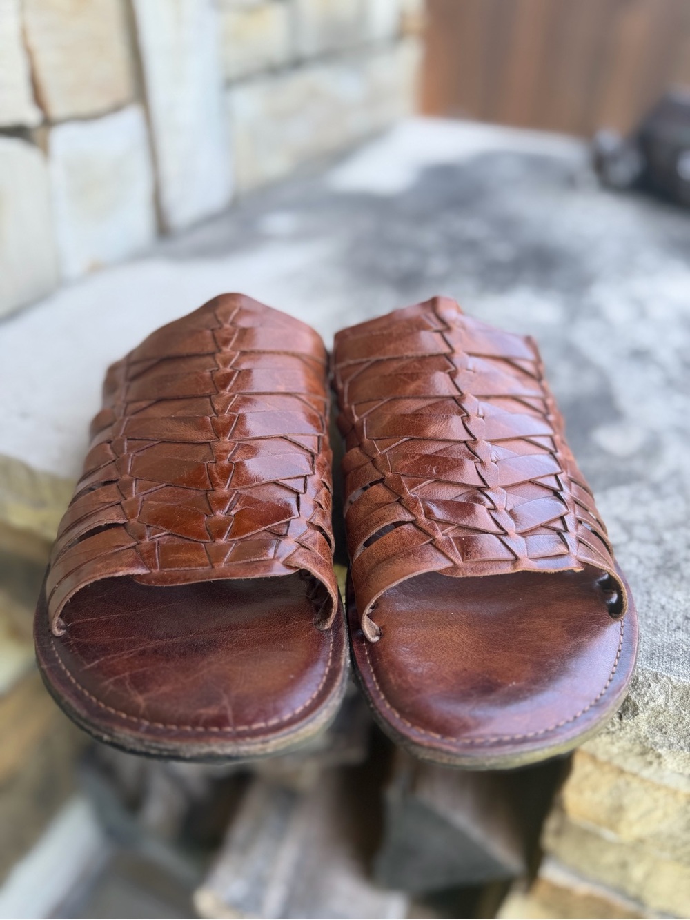Men's Brown Leather Woven Slide Sandals by GBX. Sz-8.5. F - Picture 4 of 10